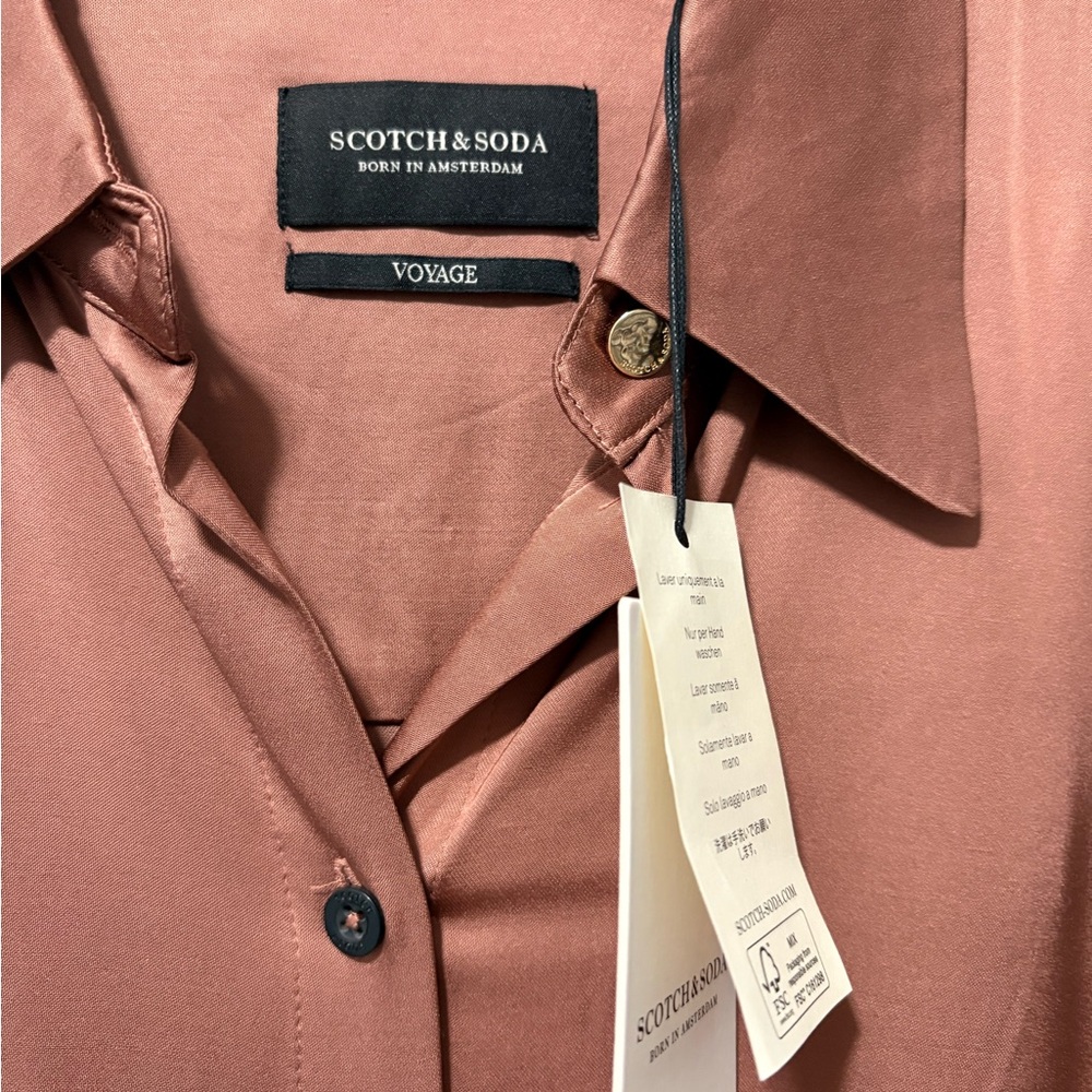 Scotch & Soda Coral button down shirt dress